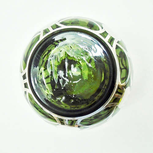 Friedrich Spahr Tourmaline Glass Silver Overlay vase.
