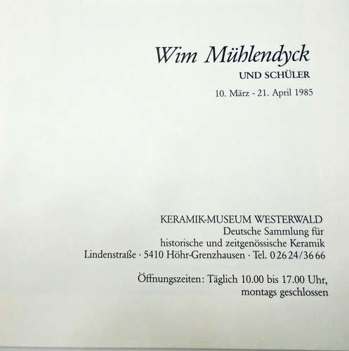 Rare Wall Plaque by Wim Mühlendyck