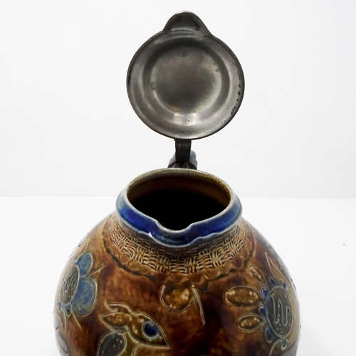 A large characterful lidded jug by Elfriede Balzar Kopp