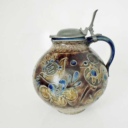 A large characterful lidded jug by Elfriede Balzar Kopp