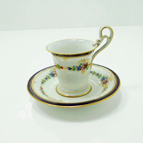 Meissen Demitasse with High Double Swan-Neck Handle