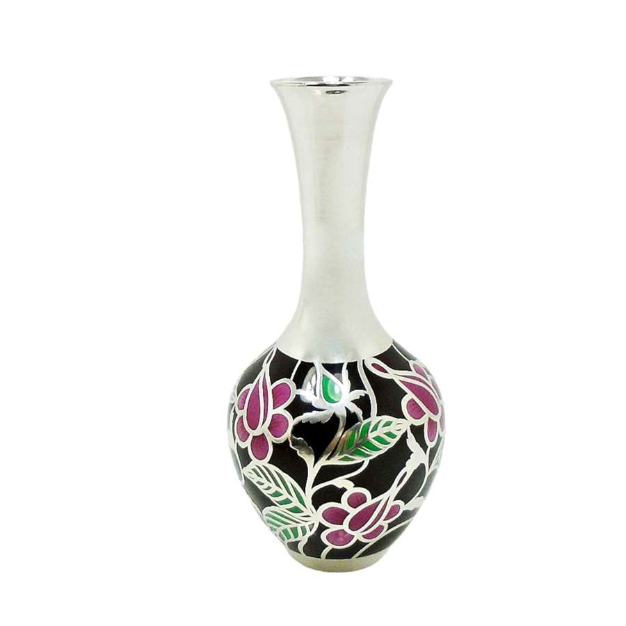 An Edelstein Porcelain silver overlay vase by Friedrich Spahr