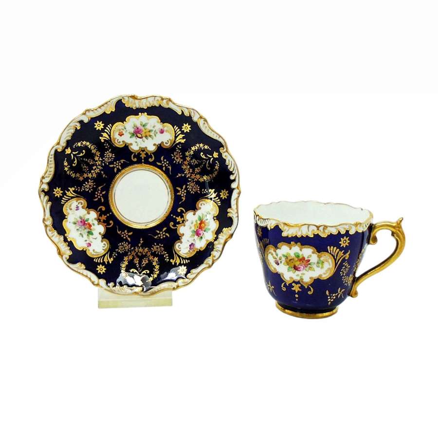 Coalport cobalt blue demitasse cup & saucer