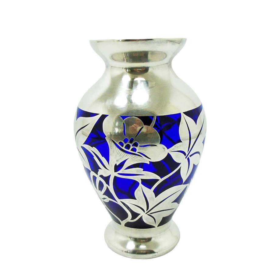 Friedrich Spahr cobalt glass with silver overlay