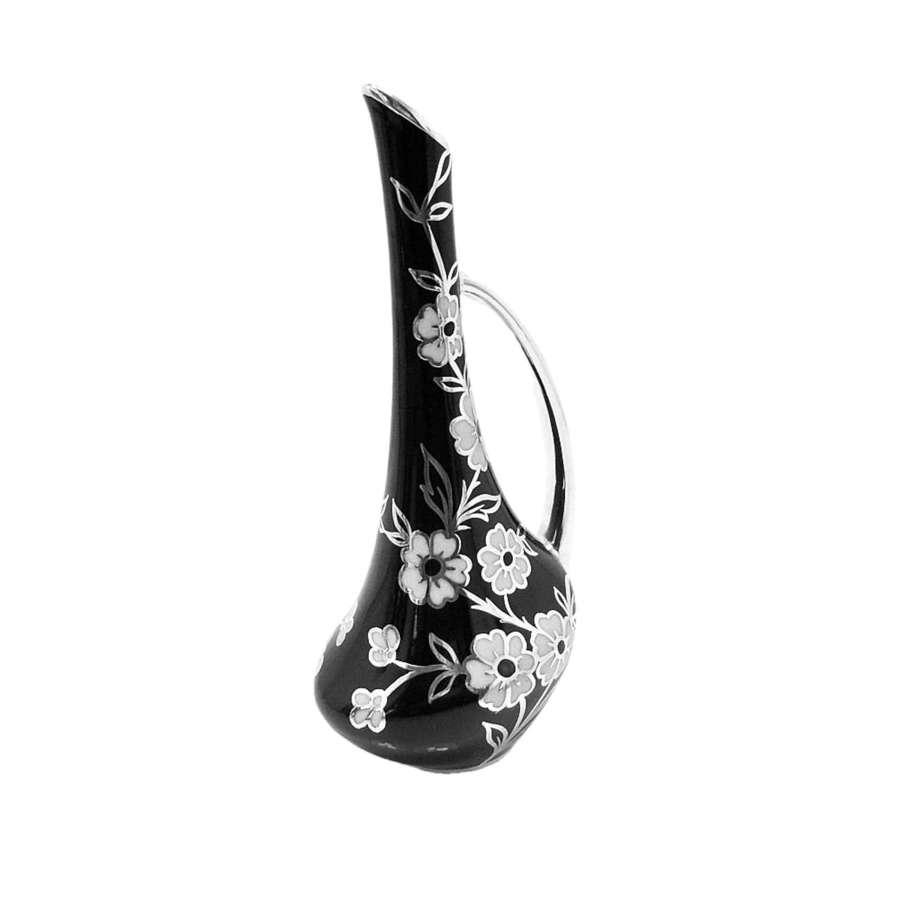 A delightful Modernist inspired asymmetric silver overlay ewer/vase