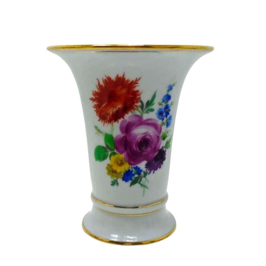 Meissen porcelain vase painted with Saxon flowers
