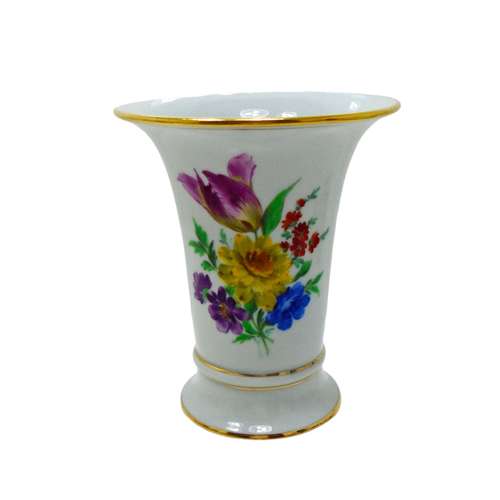 Meissen porcelain vase painted with Saxon flowers
