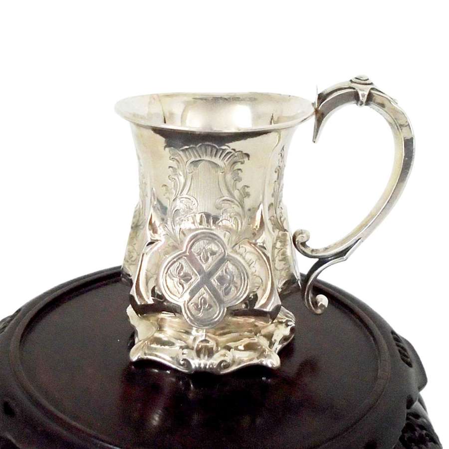 Victorian Silver Christening Mug by George Unite Birmingham 1856