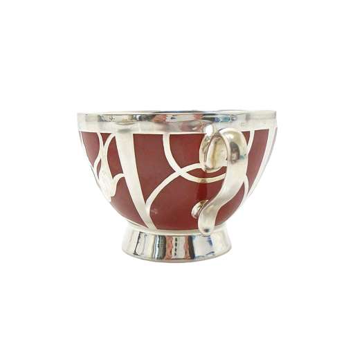 An early Friedrich Spahr Silver Overlay Cup & Saucer