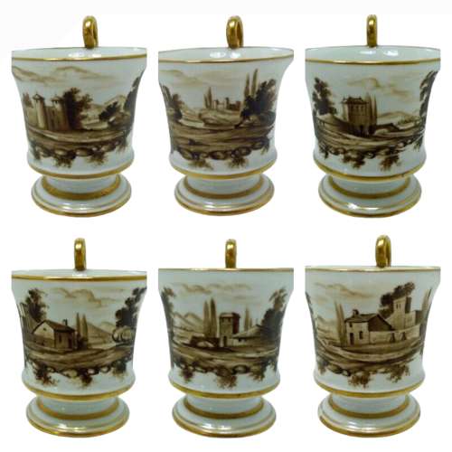 Paris Porcelain Coffee Service Painted en brunaille