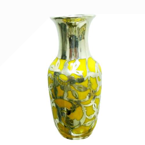 An Early Friedrich Deusch Silver Overlay Yellow Vase