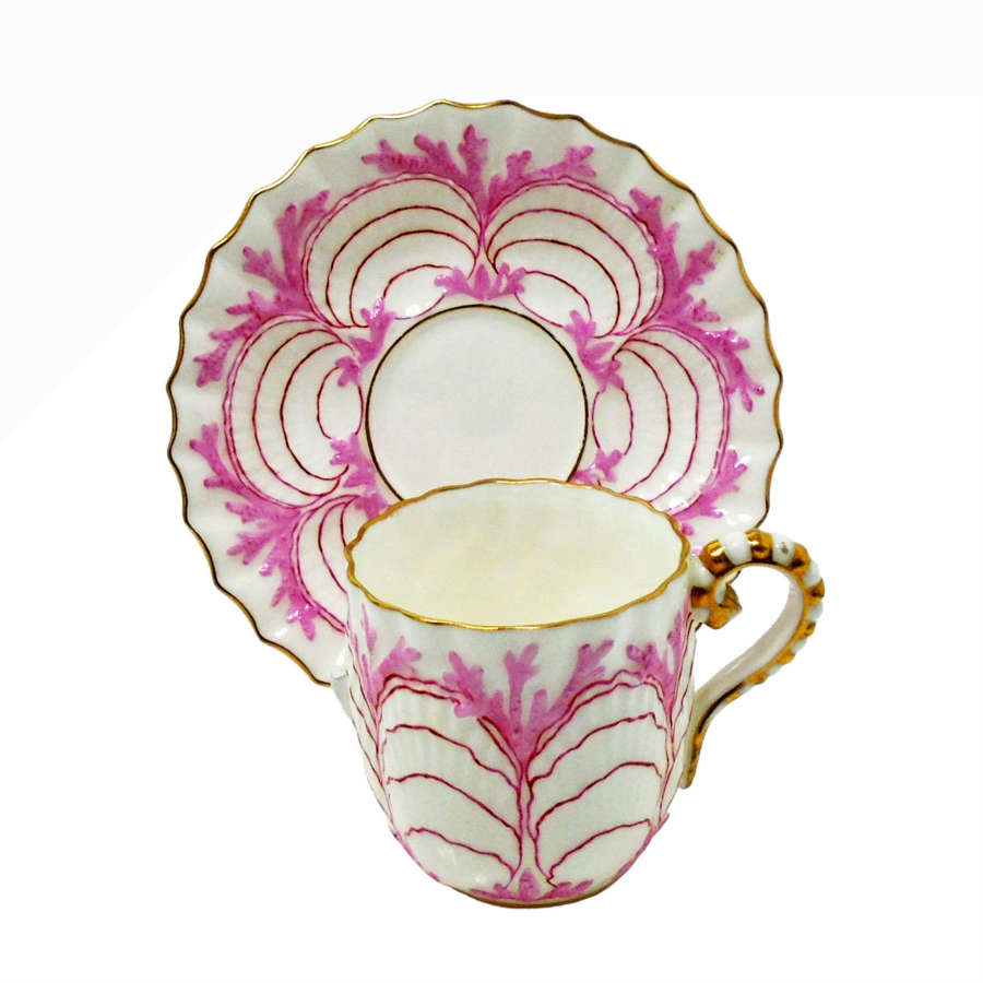 Coalport Pink Ground Demitasse Shell Cup & Saucer