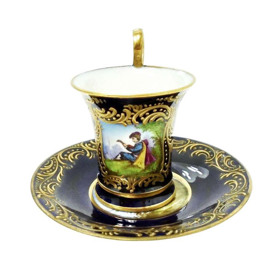 Paris Sevres-Style Demitasse Cup & Saucer