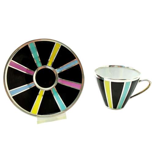 Friedrich Spahr Modernist Silver Overlay Cup & Saucer