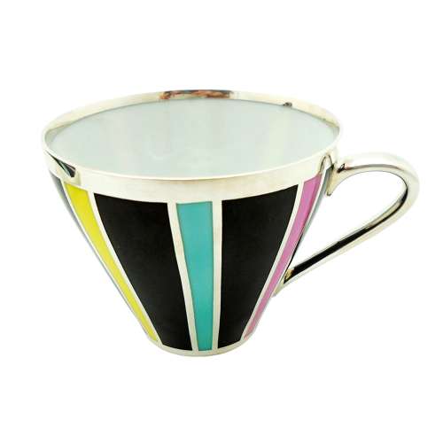 Friedrich Spahr Modernist Silver Overlay Cup & Saucer