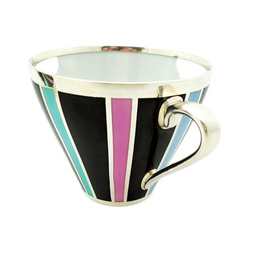 Friedrich Spahr Modernist Silver Overlay Cup & Saucer