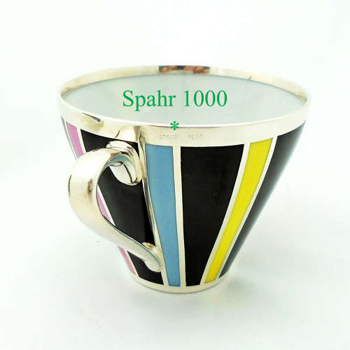Friedrich Spahr Modernist Silver Overlay Cup & Saucer
