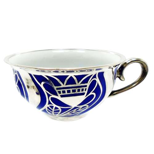 Friedrich Deusch Silver Overlay Tea Cup & Saucer