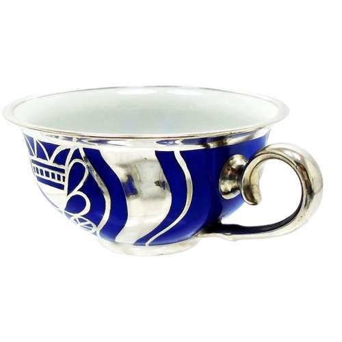 Friedrich Deusch Silver Overlay Tea Cup & Saucer