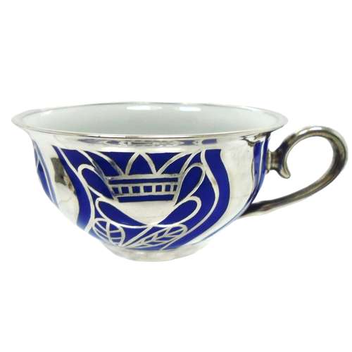 Friedrich Deusch Silver Overlay Tea Cup & Saucer