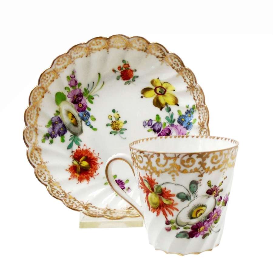 Dresden Donath & Co Cup & Saucer Painted With Dresden Flowers
