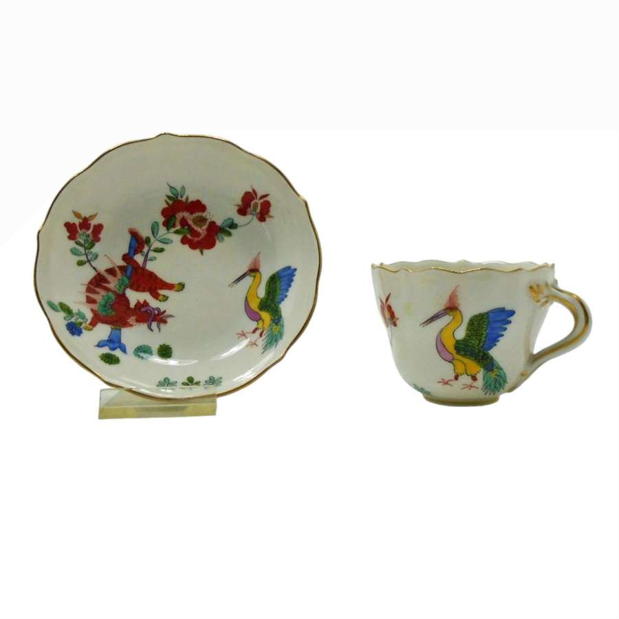 Meissen Porcelain Dragon & Stork Pattern Demitasse Cup & Saucer