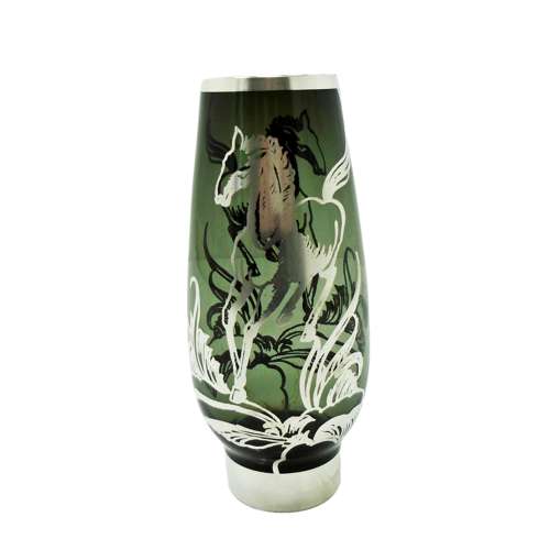 Smoke glass silver Overlay vase by Friedrich Spahr