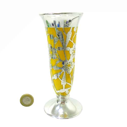 Friedrich Spahr Schwåbisch Gmünd Silver Overlay specimen vase