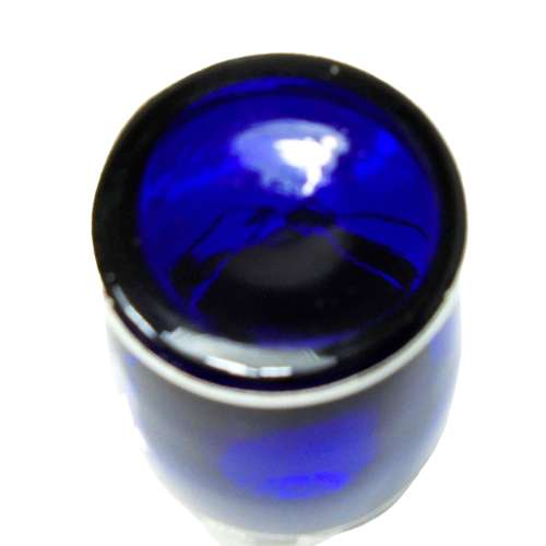 Blue glass vase with grape & vines in silver overlay