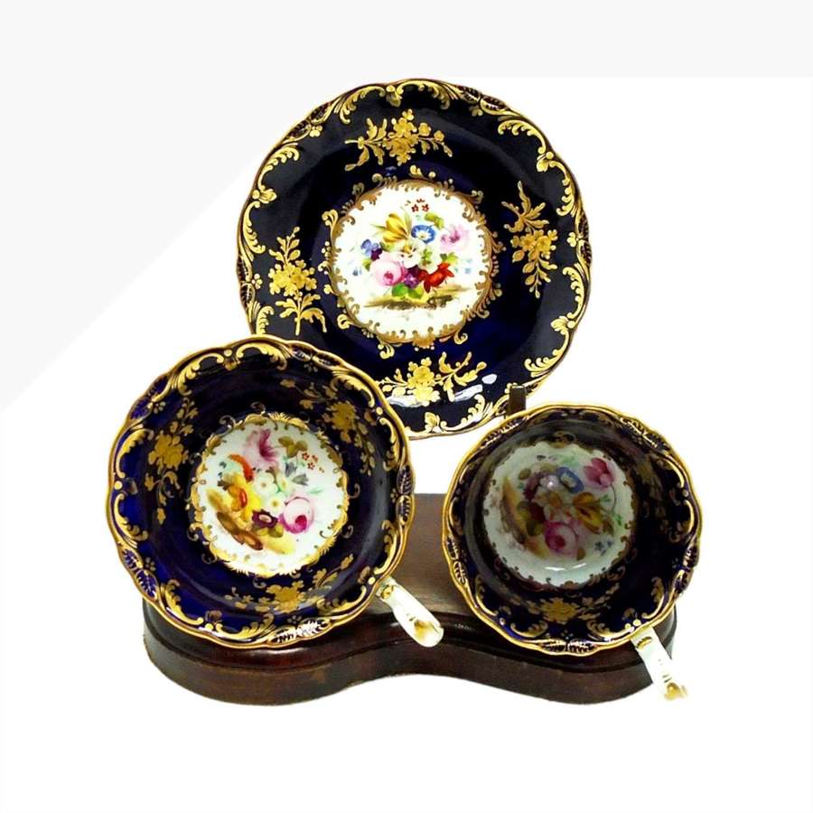 Coalport Porcelain Trio Painted by Cecil Jones
