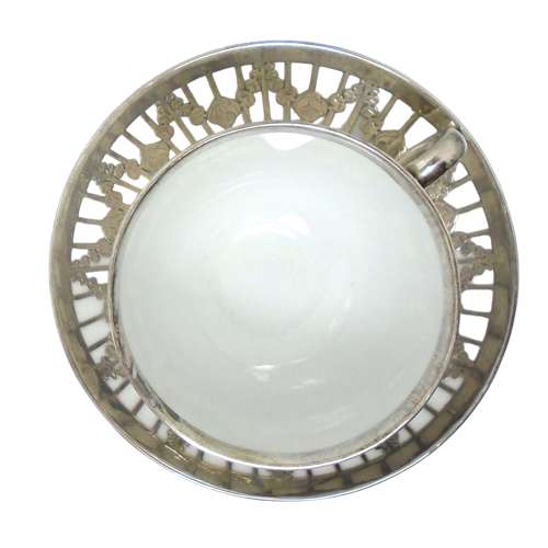 Friedrich Deusch Silver Overlay Cup & Saucer
