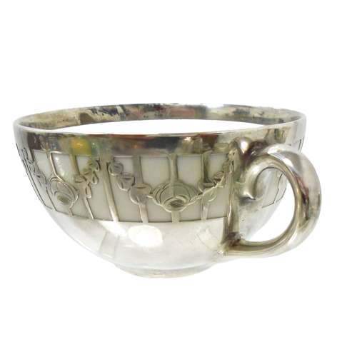 Friedrich Deusch Silver Overlay Cup & Saucer