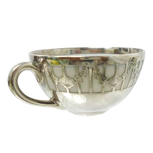 Friedrich Deusch Silver Overlay Cup & Saucer