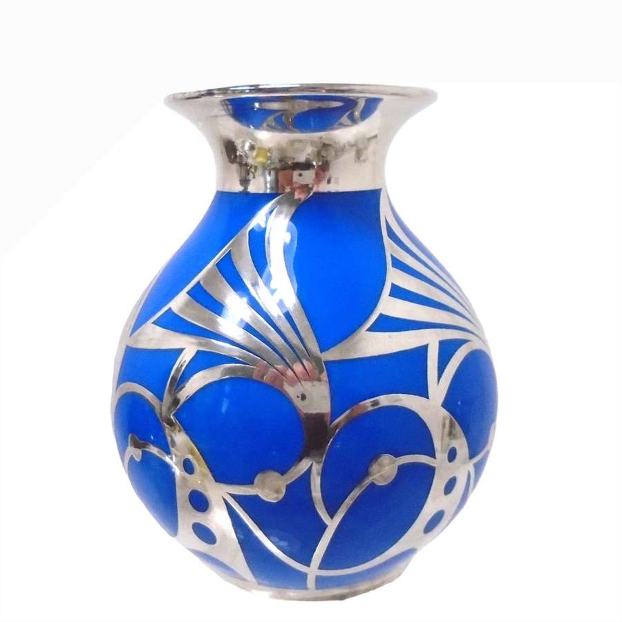 Modernist Friedrich Spahr Silver Overlay Vase