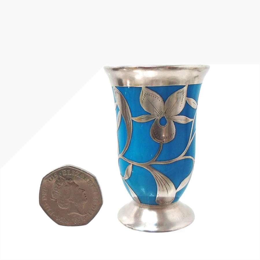 Spahr Miniature Silver Overlay Vase