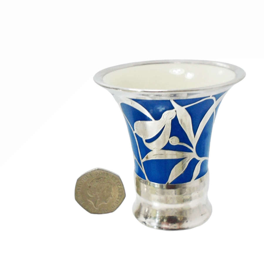 Silver Overlay Miniature Vase by Friedrich Spahr