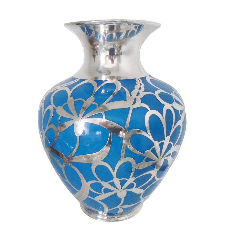 Large Silver Overlay Vase by Friedrich Spahr