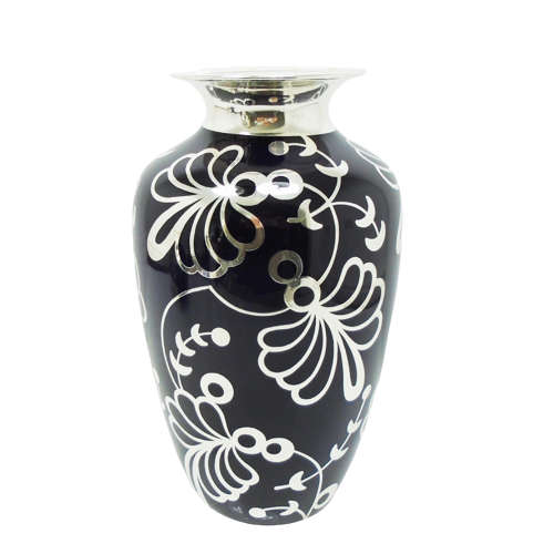 Deep Cobalt Blue Silver Overlay Vase by Friedrich Spahr