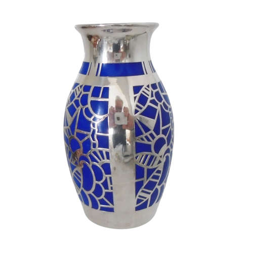 Art Deco Period Silver Overlay Vase by Friedrich Deusch