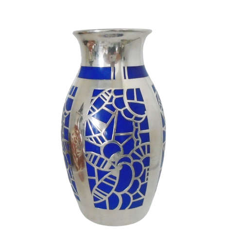 Art Deco Period Silver Overlay Vase by Friedrich Deusch