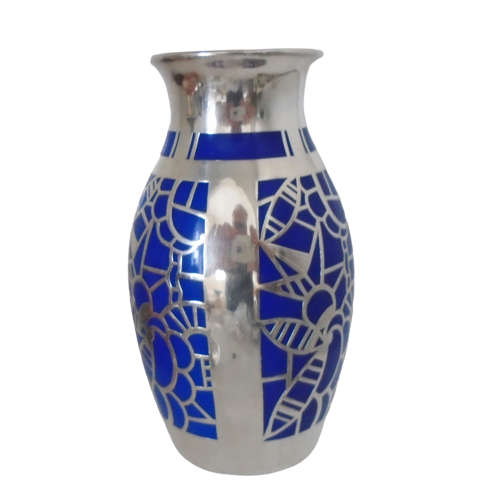 Art Deco Period Silver Overlay Vase by Friedrich Deusch