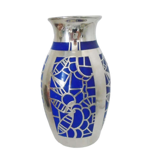 Art Deco Period Silver Overlay Vase by Friedrich Deusch
