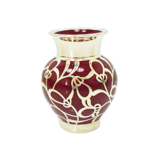 Friedrich Spahr Burgundy Silver Overlay Vase