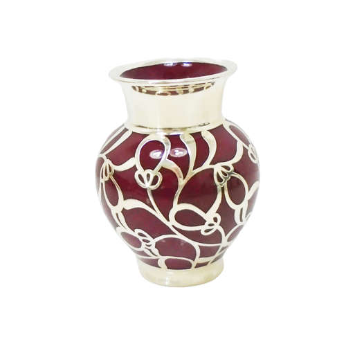 Friedrich Spahr Burgundy Silver Overlay Vase