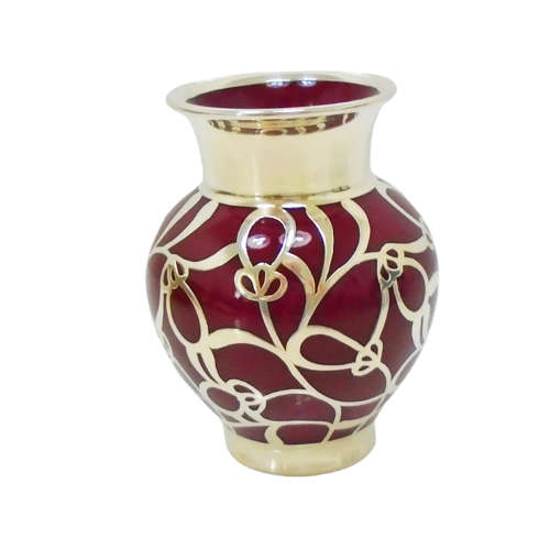 Friedrich Spahr Burgundy Silver Overlay Vase