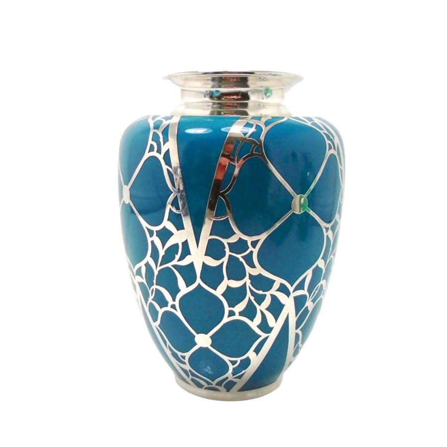 Friedrich Spahr Corn-flower blue silver overlay vase