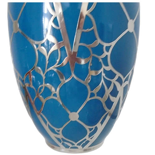 Friedrich Spahr Corn-flower blue silver overlay vase