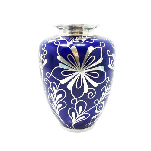 Friedrich Spahr Royal Blue Silver Overlay vase