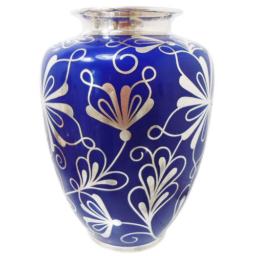 Friedrich Spahr Royal Blue Silver Overlay vase