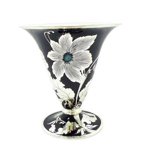 Rosenthal Deep Cobalt Silver Overlay Vase by Friedrich Deusch